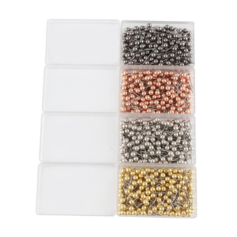 SUBANG 800 Pieces Map Tacks 1/8-Inch Retro Metallic Color Beads Head Marking Push Pins, 4 Colors - Image 2